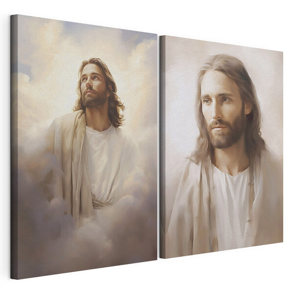Modulaire canvasprint Schilderij van een man in een wit gewaad