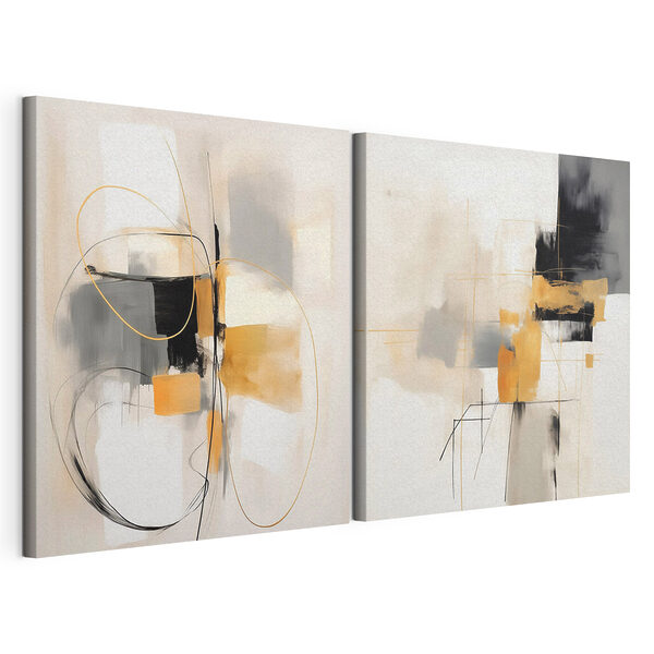 Twee schilderijen in verschillende kleuren Modulaire canvasprint Twee schilderijen in verschillende kleuren