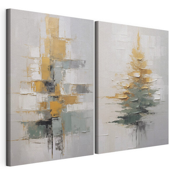 Schilderij van een boom Modulaire canvasprint Schilderij van een boom