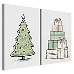 Modulaire canvasprint Kerstboom en cadeautjes