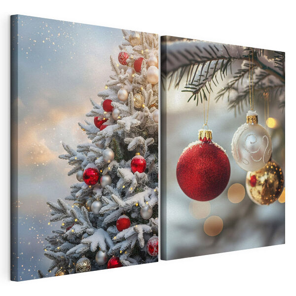Feestelijke versieringen zorgen voor een vrolijke kerstsfeer Modulaire canvasprint Feestelijke versieringen zorgen voor een vrolijke kerstsfeer