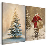 Modulaire canvasprint Schilderij van een man die door de sneeuw loopt