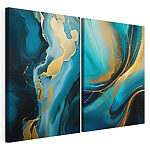 Modulaire canvasprint Vloeistofgolven in rustgevende blauwe tinten