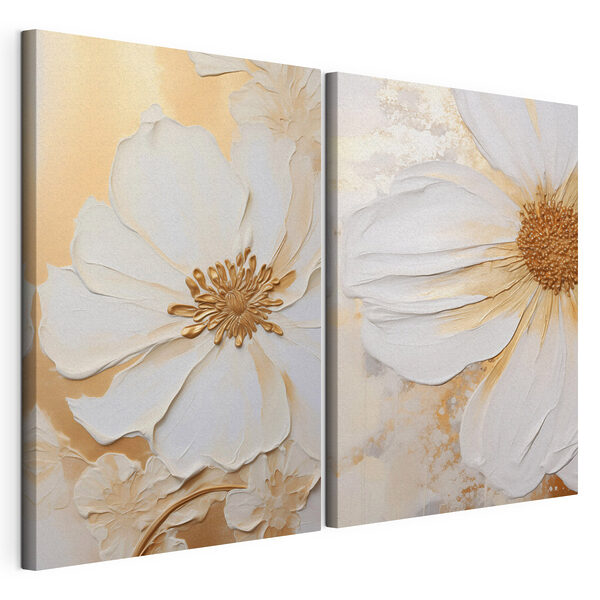 Elegante bloemen in zachte tinten Modulaire canvasprint Elegante bloemen in zachte tinten