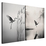 Modulaire canvasprint Vogel die over het water vliegt