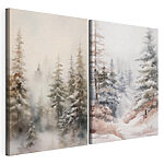 Modulaire canvasprint Schilderij van bomen in de sneeuw