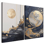 Modulaire canvasprint Twee schilderijen van de maan en de maan