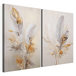 Modulaire canvasprint Schilderij van veren en bloemen