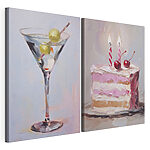 Modulaire canvasprint Schilderij van een taart en een martiniglas met fruit erin