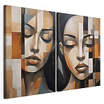 Modulaire canvasprint Twee schilderijen van een vrouw