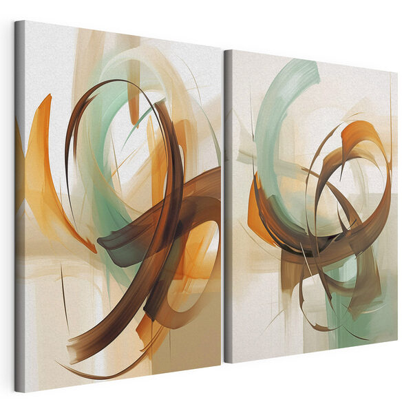 Modulaire canvasprint Dynamische wervelingen in frisse kleuren