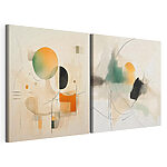 Modulaire canvasprint Twee schilderijen met verschillende vormen en kleuren