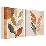 Modulaire canvasprint Kunstzinnige bladeren in warme tinten