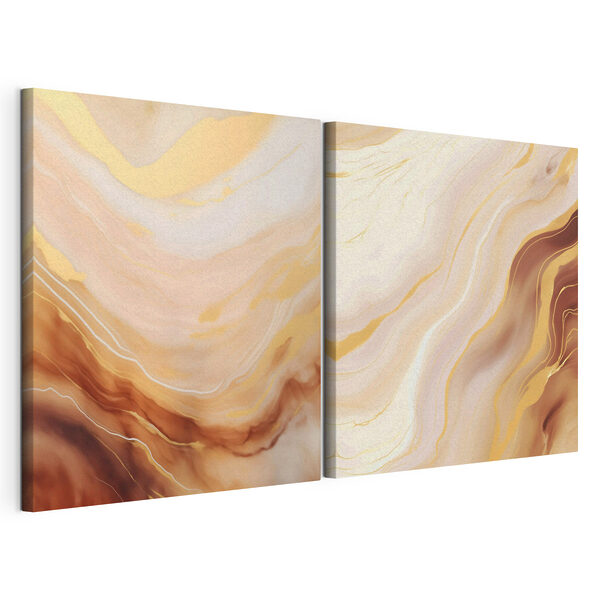 Zachte krullen van warme tinten die in elkaar overvloeien Modulaire canvasprint Zachte krullen van warme tinten die in elkaar overvloeien