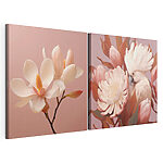 Modulaire canvasprint Verfijnde bloemen, omlijst door zachte kleuren