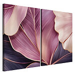 Modulaire canvasprint Fijne blaadjes in zachte tinten