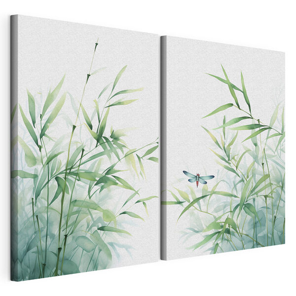 Libelle op een plant Modulaire canvasprint Libelle op een plant