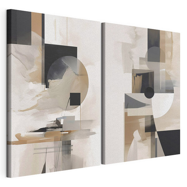 Schilderij van een paar vierkanten en cirkels Modulaire canvasprint Schilderij van een paar vierkanten en cirkels