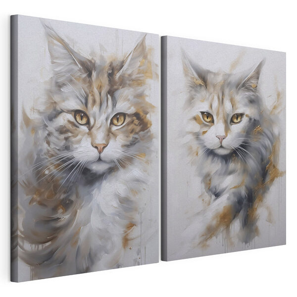 Modulaire canvasprint Schilderij van een kat