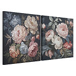 Modulaire canvasprint Fijne bloemen tegen een donkere achtergrond