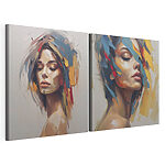 Modulaire canvasprint Vrouw met verf op haar gezicht
