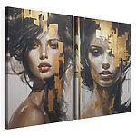 Modulaire canvasprint Collage van het gezicht van een vrouw