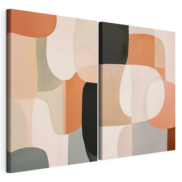 Modulaire canvasprint Abstracte vormen in zachte kleuren