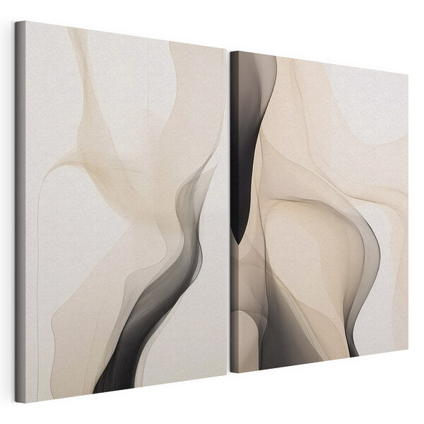 Abstracte krullen in zachte tinten Modulaire canvasprint Abstracte krullen in zachte tinten