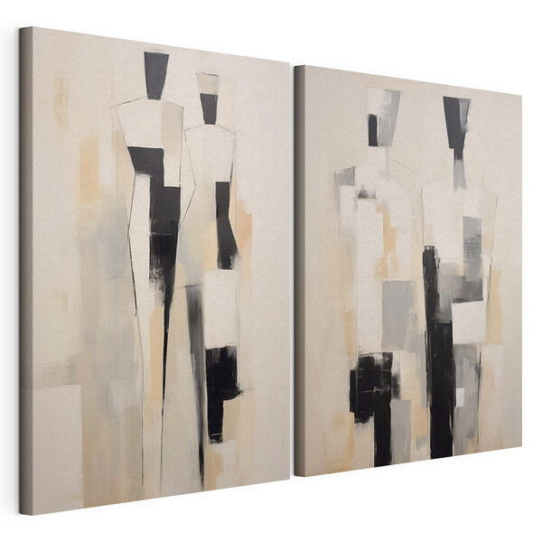 Een paar schilderijen van mensen Modulaire canvasprint Een paar schilderijen van mensen