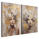 Modulaire canvasprint Bloemenpracht met sierlijke vlinders