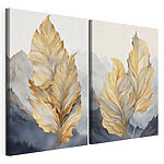 Modulaire canvasprint Fijne blaadjes in zachte kleuren