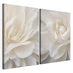 Modulaire canvasprint Fijne bloemen in zachte witte lagen