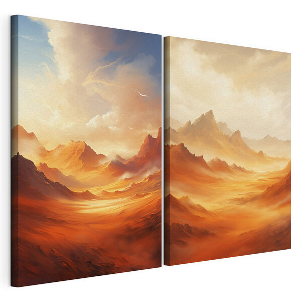 Screenshot van een schilderij van een woestijnlandschap Modulaire canvasprint Screenshot van een schilderij van een woestijnlandschap