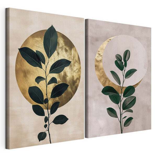 Modulaire canvasprint Twee foto's van een plant