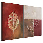 Modulaire canvasprint Op de natuur geïnspireerde abstracte bladmotieven
