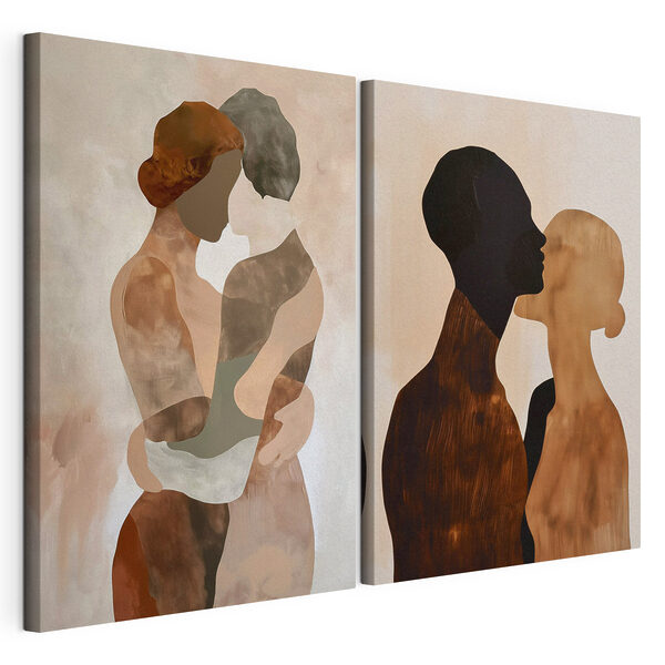 Modulaire canvasprint Twee foto's van een paar mensen