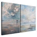 Modulaire canvasprint Schilderij van mensen die over het strand lopen