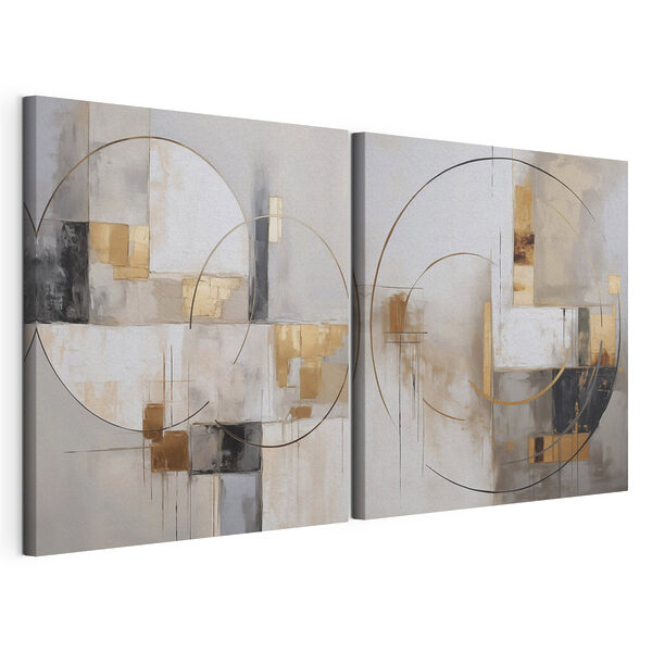 Abstracte lijnen in aardetinten Modulaire canvasprint Abstracte lijnen in aardetinten