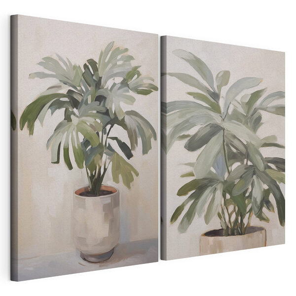Modulaire canvasprint Schilderij van een plant in een pot