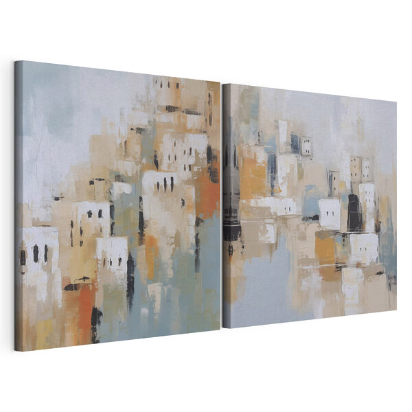 Modulaire canvasprint Schilderij van een stad