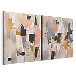 Modulaire canvasprint Twee schilderijen in verschillende kleuren