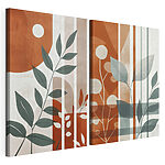 Modulaire canvasprint Kunstzinnige botanische patronen in aardse tinten