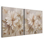 Modulaire canvasprint Schilderij van bloemen op een beige achtergrond