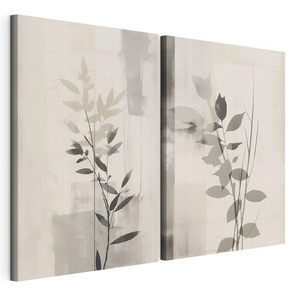 Elegante botanische silhouetten in neutrale tinten Modulaire canvasprint Elegante botanische silhouetten in neutrale tinten
