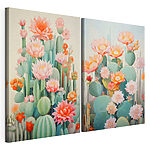 Modulaire canvasprint Schilderij van bloemen en cactussen