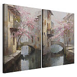 Modulaire canvasprint Schilderij van een brug over een rivier
