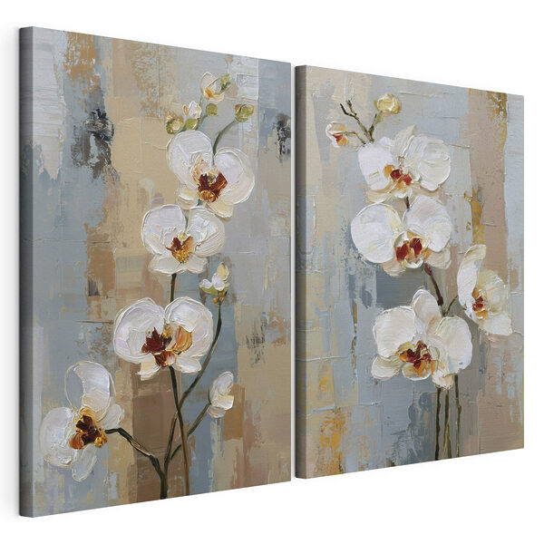 Schilderij van witte bloemen Modulaire canvasprint Schilderij van witte bloemen