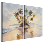 Modulaire canvasprint Palmbomen op een strand