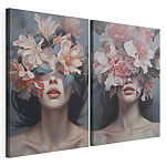 Modulaire canvasprint Vrouw met bloemen op haar gezicht