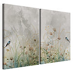 Modulaire canvasprint Schilderij van bloemen en gras